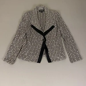 St. John Black Ivory Textured Knit Blazer Size 10 Jacket Career Stylish Wool - Picture 1 of 18