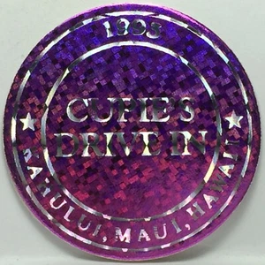 Vintage Pog / Milk Cap * Cupie's Drive In * Kahulu Maui Hawaii * Purple * Bin33 - Picture 1 of 1