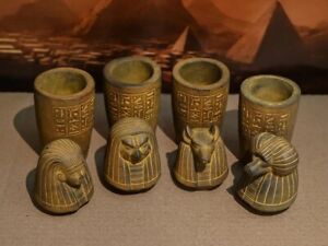 Replica of canopic jars, ancient artifacts, Egyptian canopic jars, The Four Sons