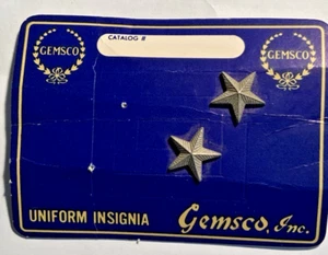 Gemsco Uniform Abzeichen Pins 2 Silber Metall Sterne NOS - Bild 1 von 3