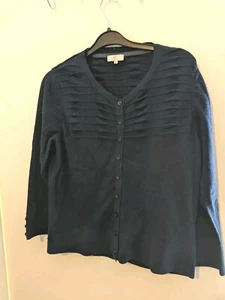 Ladies Navy Long Sleeve Cardigan Size M By Country Casuals 40" Chest - Picture 1 of 4