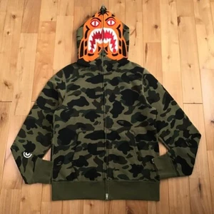 BAPE Tiger full zip hoodie 1st camo green A Bathing Ape Size M - Picture 1 of 8