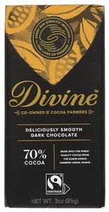 Divine Chocolate  Deliciously Smooth Dark Chocolate 70% Cocoa   3 Oz (Pack Of 4) - Picture 1 of 2