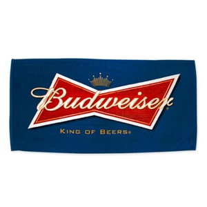 Toalla de baño de playa de terciopelo con logotipo Budweiser "Rey de las cervezas" 28"x58" 100 % algodón - Imagen 1 de 1