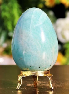 Huevo de amazonita acuática 65 mm chakra energético equilibrio cristal piedra preciosa curación huevo - Imagen 1 de 10