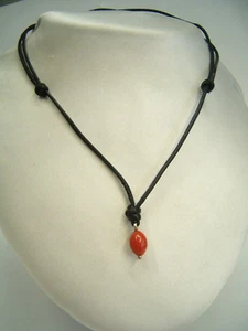 Ciondolo in ARGENTO 925 con CORALLO naturale rosso e girocollo in cordoncino - Imagen 1 de 4