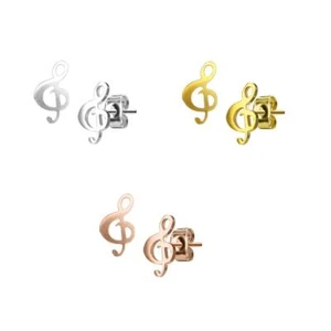 Pendientes de acero inoxidable para mujer plata oro salud música SE3302 - Imagen 1 de 8