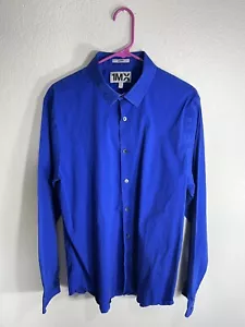 Men's Express 1MX Small Extra Slim Fit Royal Blue Dress Shirt S - Picture 1 of 24