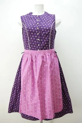 Sommerlich leichtes Vintage Dirndl lila Borte hochgeschlossen mit Schürze Gr.42 - Bild 1 von 4