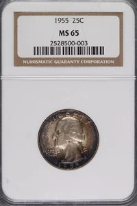 1955 Washington Quarter NGC MS65 Nice Toning *Double Coins* 8009-57 - Bild 1 von 2