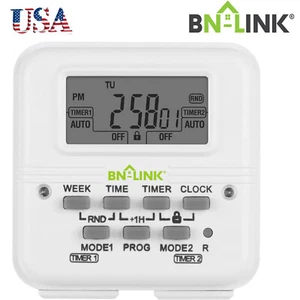 7 Day Heavy Duty Digital Programmable Timer 2Independently Plug-in Outlet Switch - Picture 1 of 9