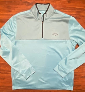 Callaway Mens XL Sky Blue Two-Toned Colorblock 1/4 Zip Stretch Pullover - Picture 1 of 14