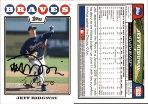 Jeff Ridgway Signed 2008 Topps Updates & Highlights #UH223 Card Braves Auto AU
