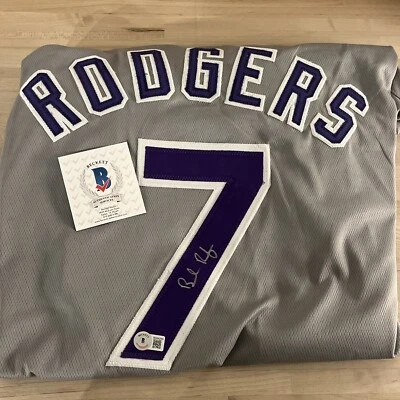 Camiseta deportiva gris réplica firmada por Brendan Rodgers de los Rockies certificada por Beckett Foto 1 de 3