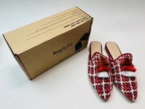 Rag & Co Mariana Red Woven Flat Mules With Tassels Womens Size 8 - Picture 1 of 8