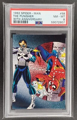 1992 SPIDER-MAN THE PUNISHER 30TH ANNIVERSARY #58 MARVEL PSA 8 NM-MT CARD   - Image 1 of 4