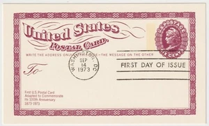 1973 USA FDC Postal Card - 100th Anniversary of First Card - 6 Cent Stamp - Picture 1 of 1