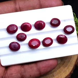 10 piezas piedras preciosas sueltas rubí rojo sangre de paloma natural corte facetado ovalado 10 mm-12 mm - Imagen 1 de 6