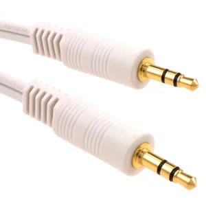1m Aux 3.5mm Jack Estéreo Conector A 3.5mm Conector Cable Blanco - Imagen 1 de 8