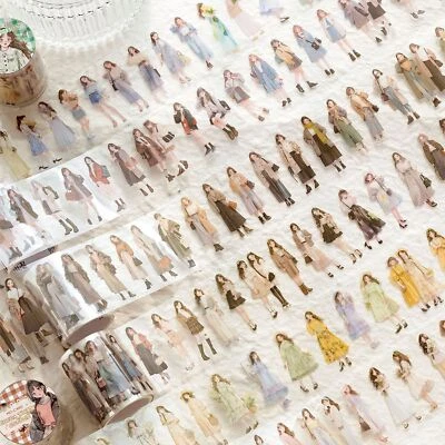 Cinta precortada PET vida diaria para niñas planificadores de diario hágalo usted mismo álbumes de recortes pegatinas Foto 1 de 4