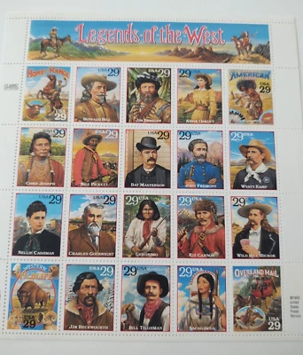 FULL  MINI SHEET : LEGENDS OF THE WEST 20  29  CT  MNH 1994 SCOTT# 2869 - Image 1 of 2