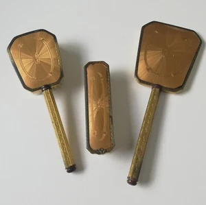HILL BROS RAYMOLOID vintage dressing table vanity set 3 pieces mirror 2 brushes - Picture 1 of 10