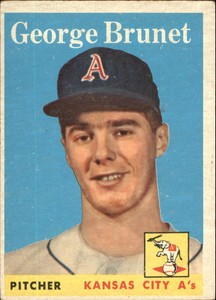 1958 Topps Kansas City Athletics Baseball Card #139 George Brunet RC - EX