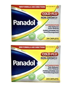 Panadol Cold and Flu Non-Drowsy 24 Caplets Acetaminophen Cold+Flu EXP 12/25 - Picture 1 of 1
