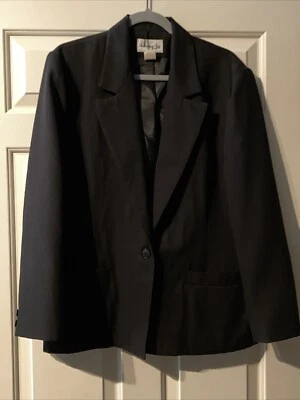Chaqueta Blazer Vintage Henry Lee Para Mujer Talla 14 Negra Texturizada Foto 1 de 4