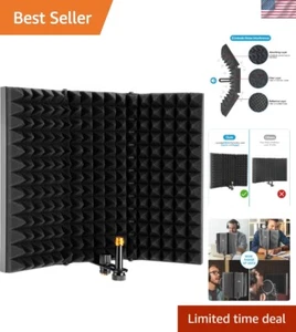 Microphone Isolation Shield, Foldable Adjustable Durable Studio Recording Mic... - Picture 1 of 10