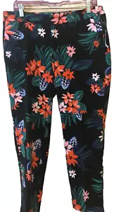 OLD NAVY Womens Harper Mid-Rise Pants Size 10 Black Floral Hawaiian New - Picture 1 of 11