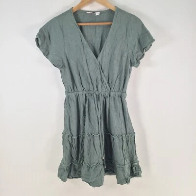 Goddess womens dress size 10 fit flare sage green short sleeve Vneck 101132 - Image 1 of 4