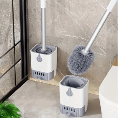 Wall Mounted Toilet Brush w/ Holder Long Handle Toilet Brush Household Cleaning - Image 1 of 4