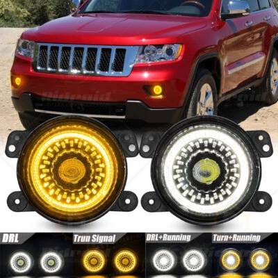 Pair 4 Inch Halo LED Fog Lights Driving Lamps for Jeep Grand Cherokee 2011-2013 - Imagem 1 de 4