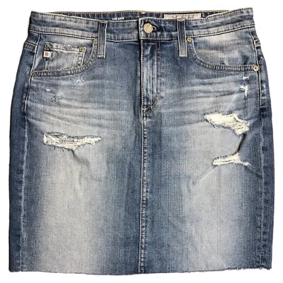 NWT AG Adriano Goldschmied The Erin Distressed Pencil Denim Skirt Womens Tag 28 - Image 1 of 4