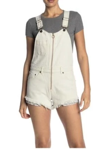 NWT Free People Off White Size 8 Sunkissed Shortall Overalls Shorts Full Zip - Picture 1 of 3