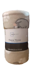 Main Stays Fleece Throw City Dogs 50 in x 60 in Tan With Dogs and Paw Prints NWT - Picture 1 of 3