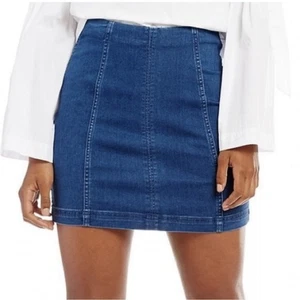 Free People Mini Skirt Womens 2 Modern Femme Denim Stretch Festival Boho Jean - Picture 1 of 12