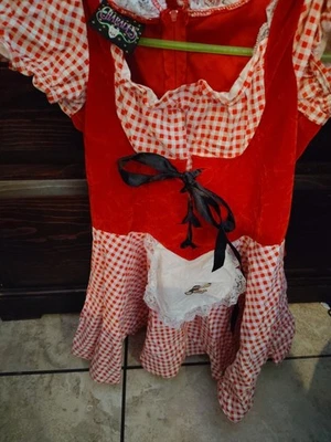 Vintage 90s Charades Red Riding Hood Adult S/M Corset Dress with cape Costume - Image 1 of 4