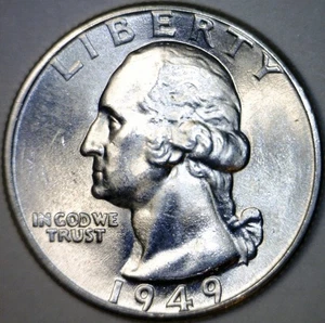 1949d BU + Washington Quarter Silver Coin NICE LUSTER  LOT #3  NR - Picture 1 of 2