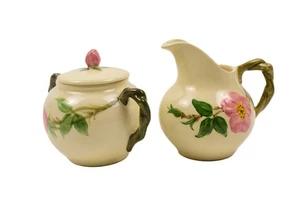Vintage Franciscan Desert Rose Creamer Sugar Bowl Set Earthenware USA Floral 2pc - Picture 1 of 11