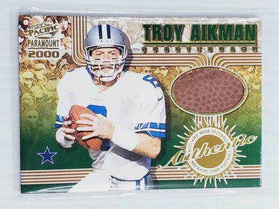Troy Aikman 2000 Pacific Paramount Juego Usado Pelota Reliquia # 1 Insertar Tarjeta Vaqueros Foto 1 de 4
