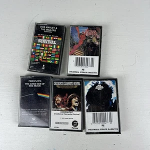 Vintage Classic Rock Cassette Tape Lot Pink Floyd Bob Marley Dylan Creedence - Picture 1 of 3