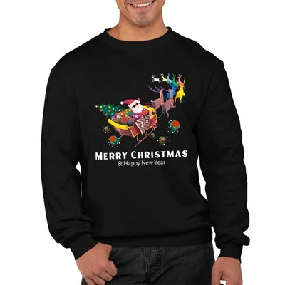 CUSTOMIZED CLOTHING Merry Christmas & Happy New Year Jumper Funny Ugly Sweater Unisex Xmas Top