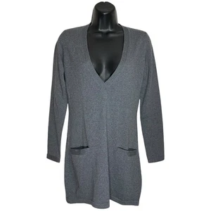 J McLaughlin Sweater Dress Womens XS Gray Merino Wool Pockets Plunge V-Neck - Picture 1 of 8