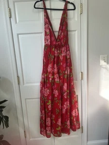 J Crew NWOT Red Maxi floral Dress Size L - Picture 1 of 4