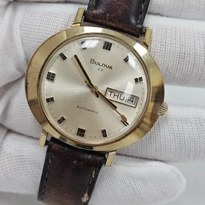Vintage 1973 Bulova Men's Automatic Wrist Watch 11 A0ACB Swiss Gold Plated 23J - Picture 1 of 16
