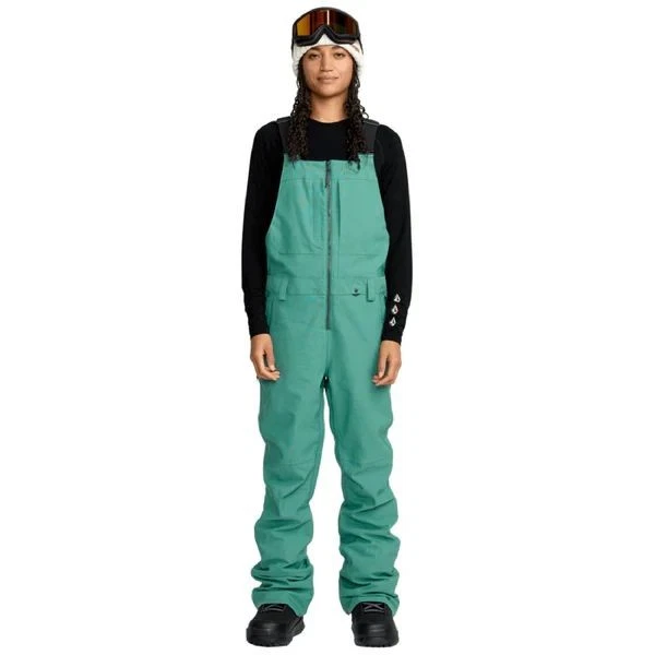 Pantalones de nieve Volcom Swift con tirantes para mujer, verde abeto, pequeños Foto 1 de 1