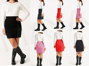 Women's Plain Midi Pencil Skirt Elasticated Waist Knee Skirt Casual Office Wear - Picture 1 of 18