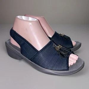 Womens BZees Mirage Blue Slingback Wedge sandal Tassel Sz 7 M - Picture 1 of 9